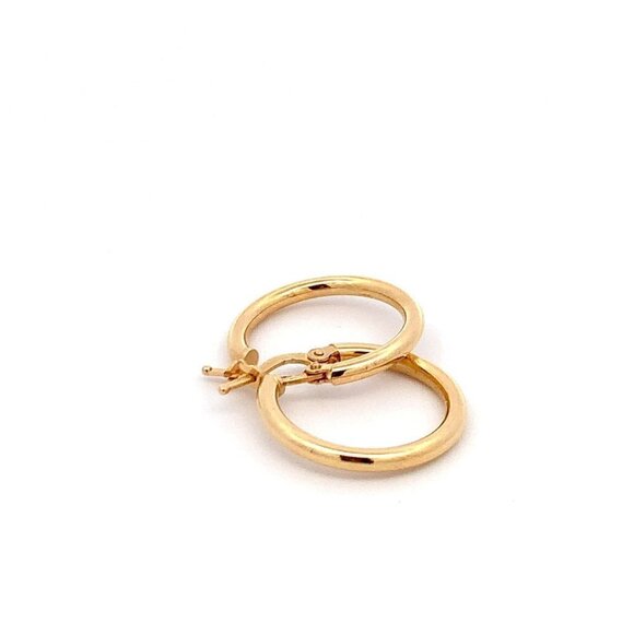18K Yellow Gold Earrings Hoops Small Plain 2.02 grams
